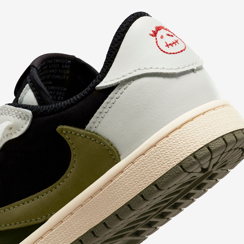 超限量聯名) TRAVIS SCOTT X AIR JORDAN 1 LOW OLIVE PS 橄欖綠倒鉤中