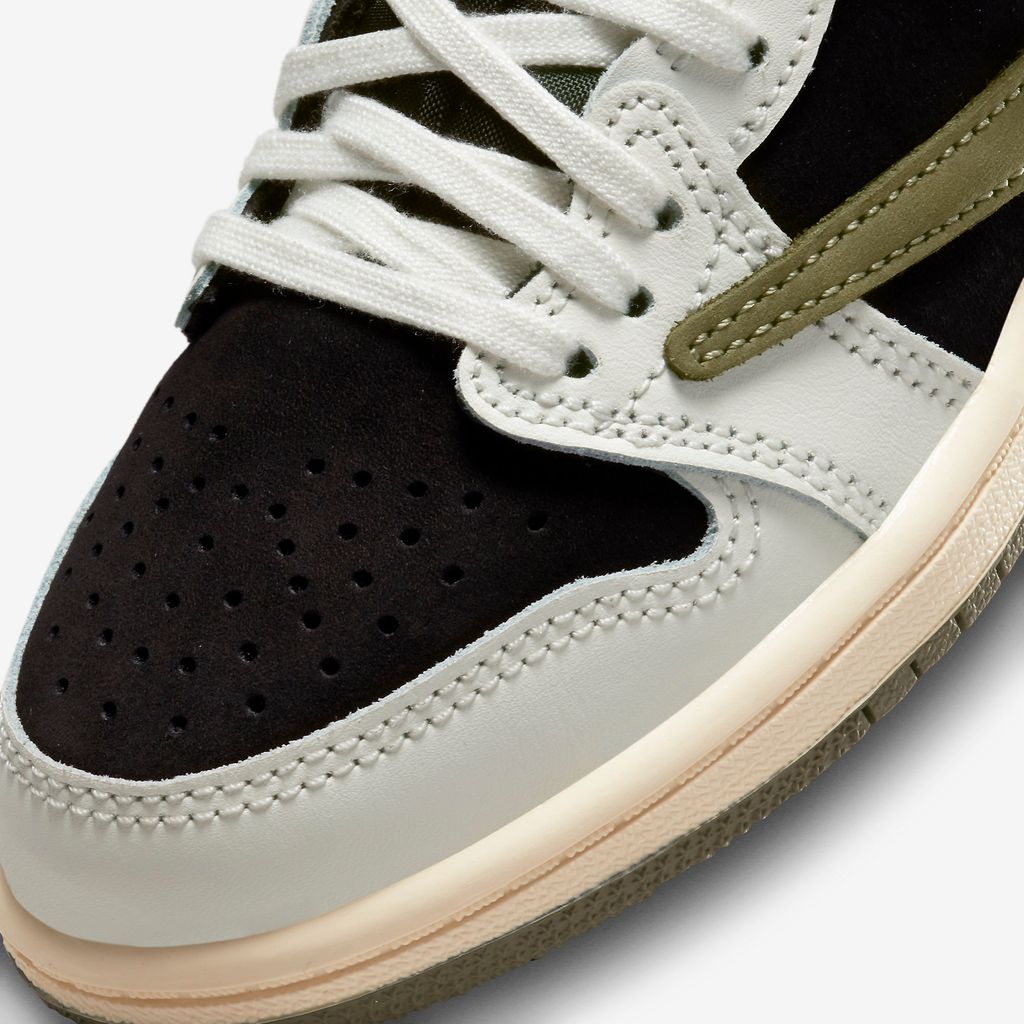 超限量聯名) TRAVIS SCOTT X AIR JORDAN 1 LOW OLIVE PS 橄欖綠倒鉤中