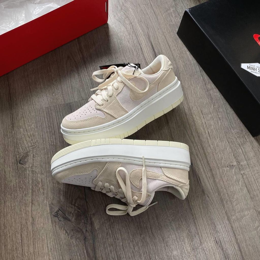 部分現貨) AIR JORDAN 1 LOW ELEVATE SE 麂皮質感奶茶厚底增高女鞋