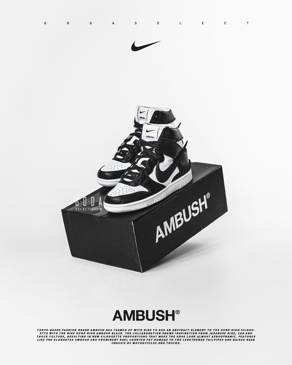 聯名款) AMBUSH X NIKE DUNK HIGH BLACK 黑白高筒男鞋男女尺寸CU7544
