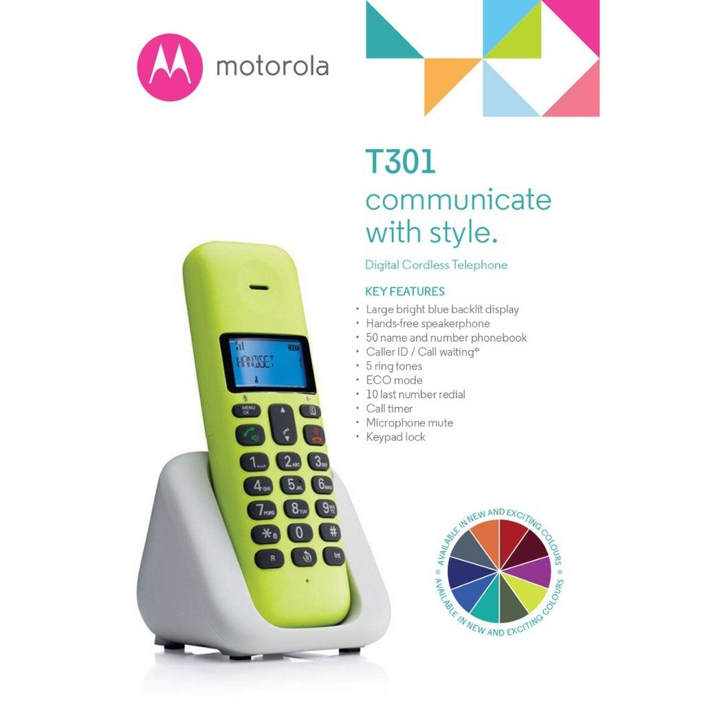 Motorola T301 Dect Digital Cordless Phone Home Office Maxis Time TM