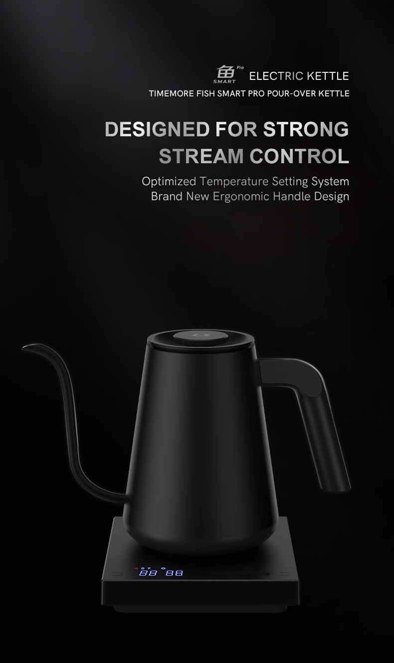 TIMEMORE Fish smart electric pour over kettle gooseneck variable  temperature-control hand brew 600ml 220V coffee pot