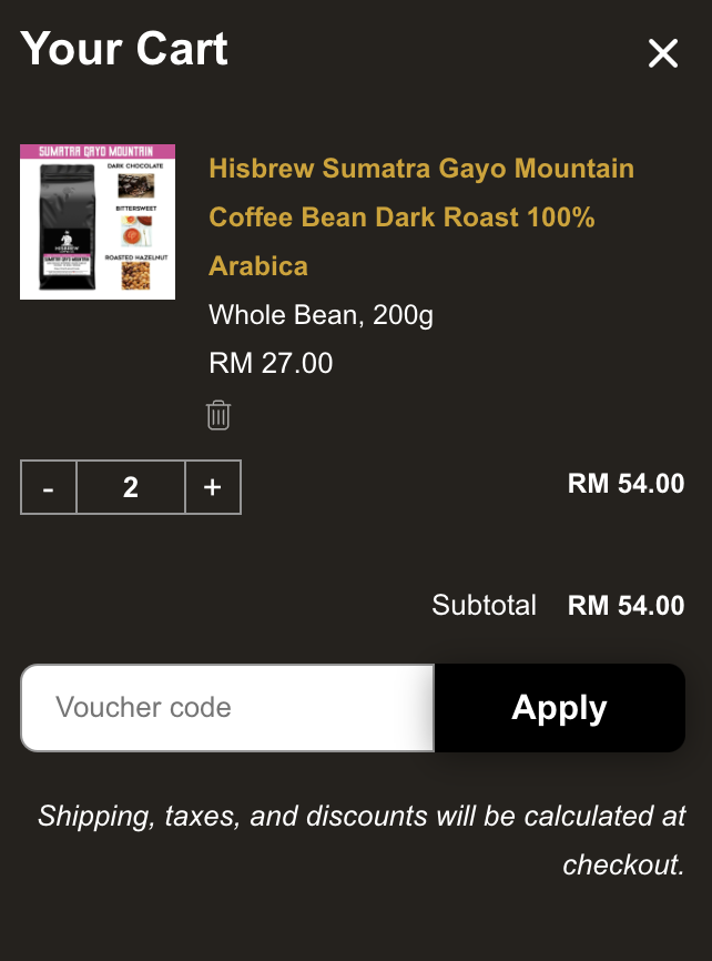 add product to cart on hisbrew coffee