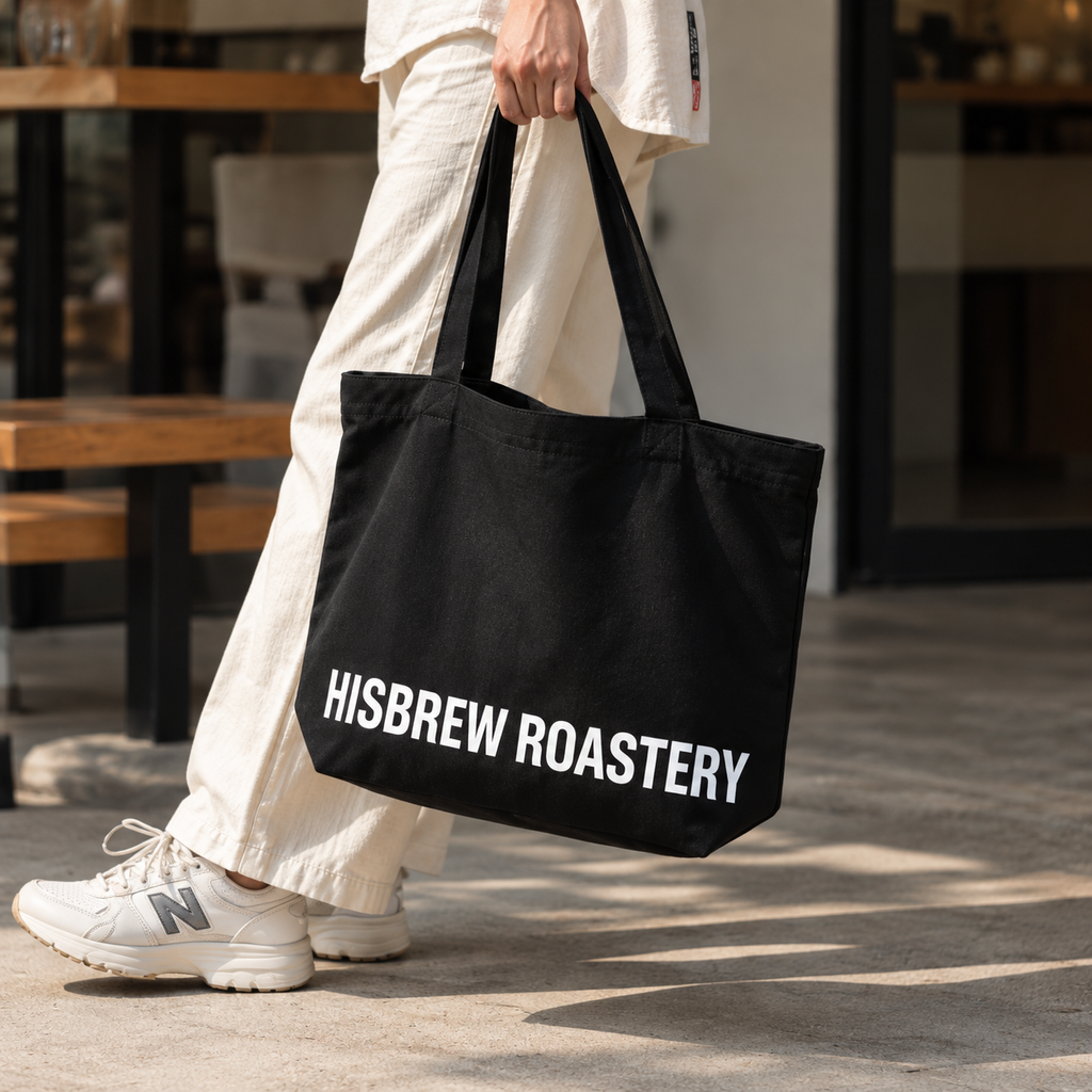 HISBREW Roastery Tote Outside Café