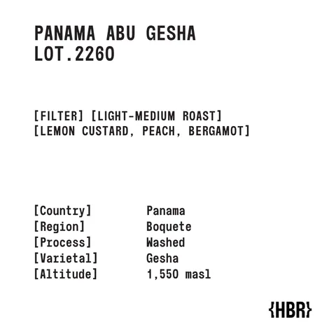 HisBrew Roastery Panama Abu 2260 – specialty coffee beans Malaysia