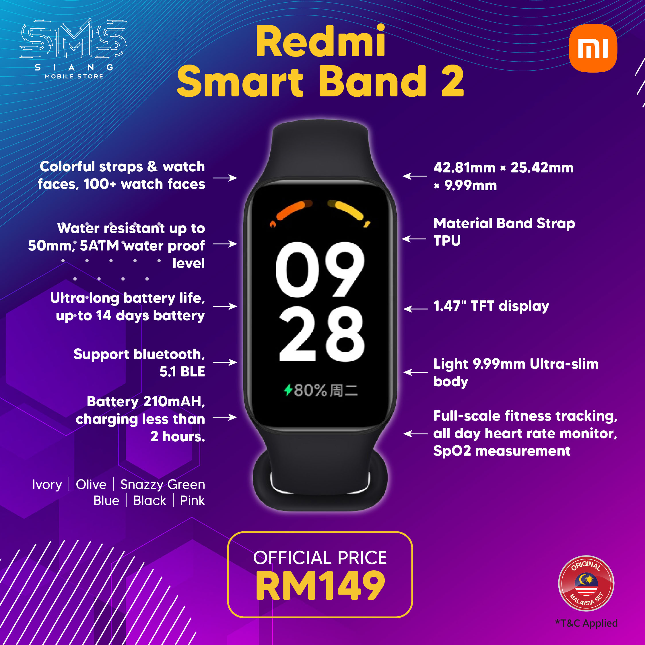 Redmi Smart Band 2 -SPECS