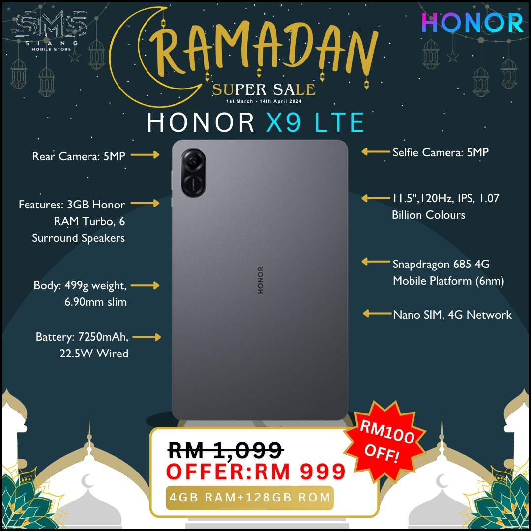 Ramadan Sale 2024 (Honor Pad X9 LTE) spec