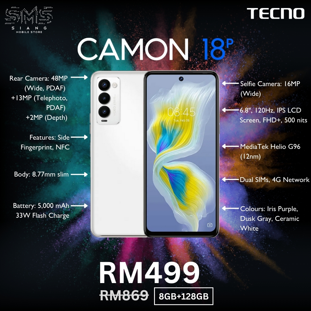 Tecno Camon 18P 4G (Clearance Sale) spec