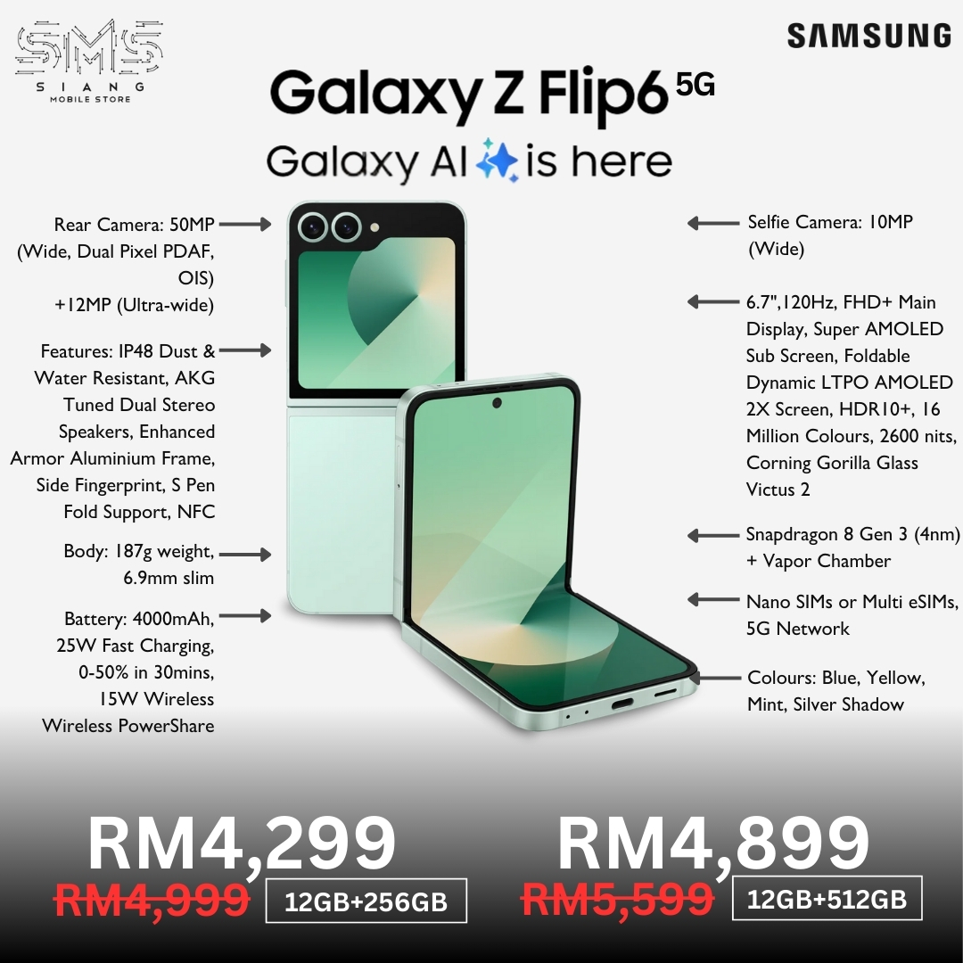 Samsung Galaxy Z Flip 6 5G (24.7.24 offer) spec