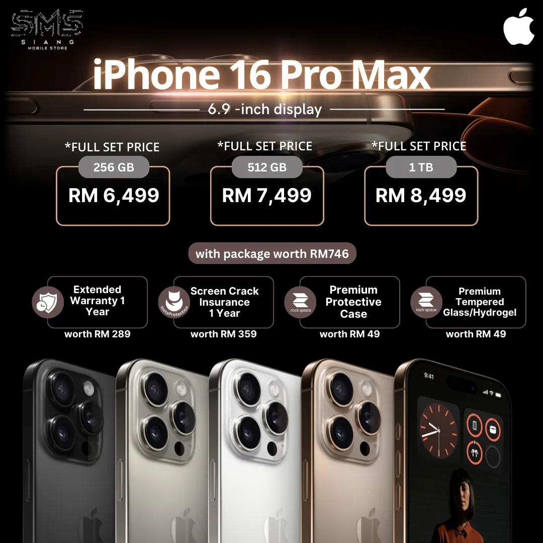 Apple iPhone 16 Pro Max 5G poster with package