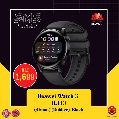 Huawei Watch 3 (LTE / 46mm) - Rubber/Black – SIANG MOBILE STORE