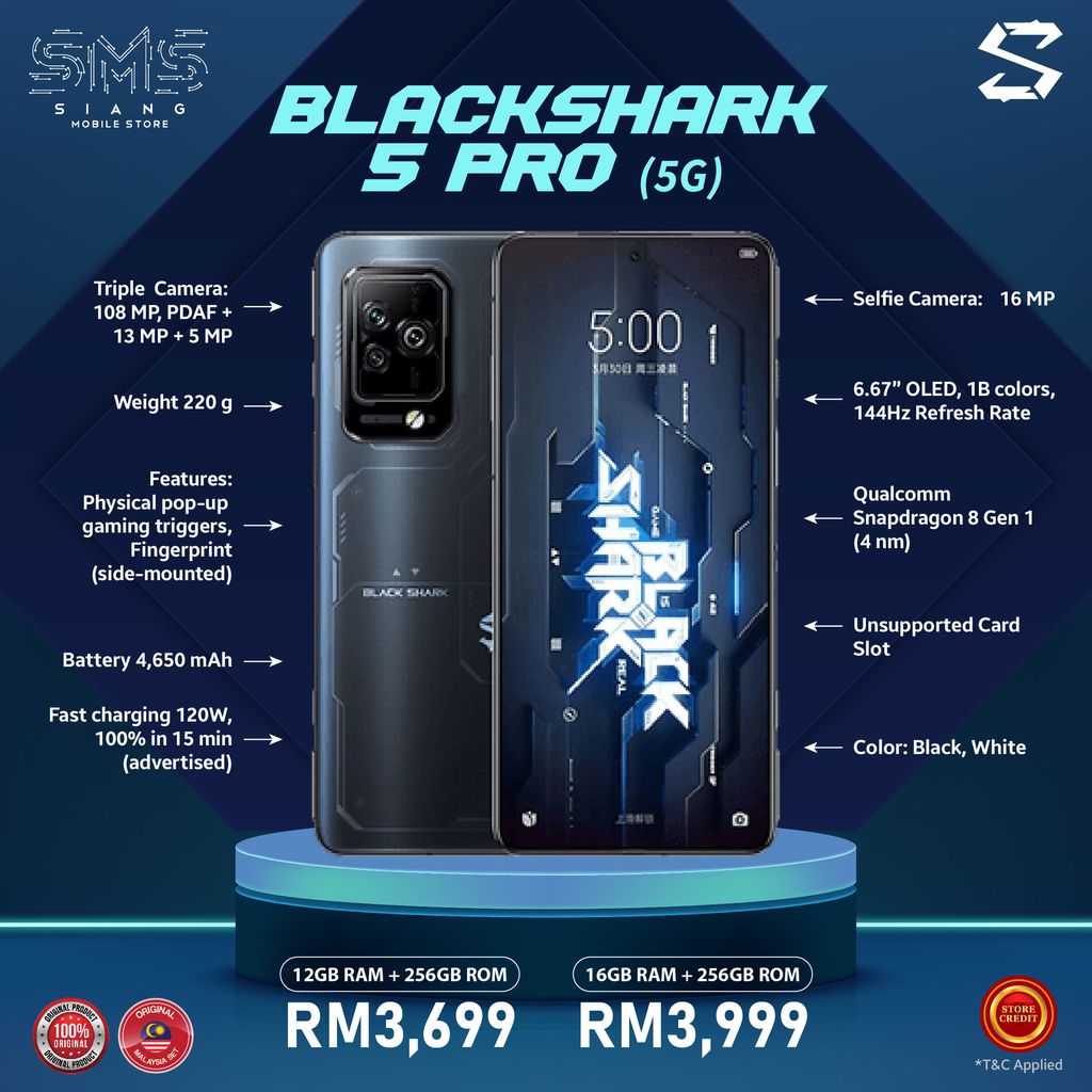 The Black Shark 5 Pro, Black Shark 5 RS, and Black Shark 5 -  specifications, prices, availability