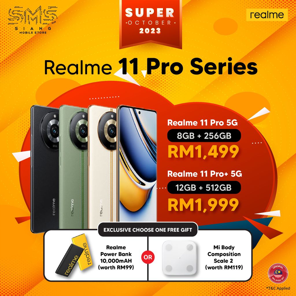 Realme 11 Pro 5G | 8GB + 256GB - Original Malaysia Set