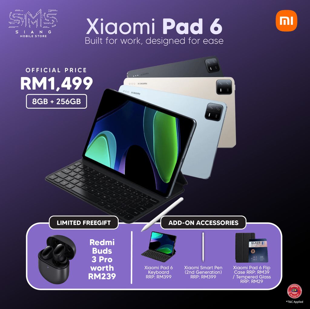 Xiaomi Pad 6 8GB Ram+256GB Rom (Original Malaysia Set) –