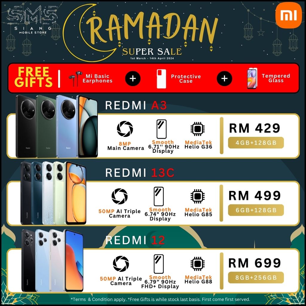 Ramadan Sale 2024 (Xiaomi Redmi A3 & Redmi 13C & Redmi 12) Poster