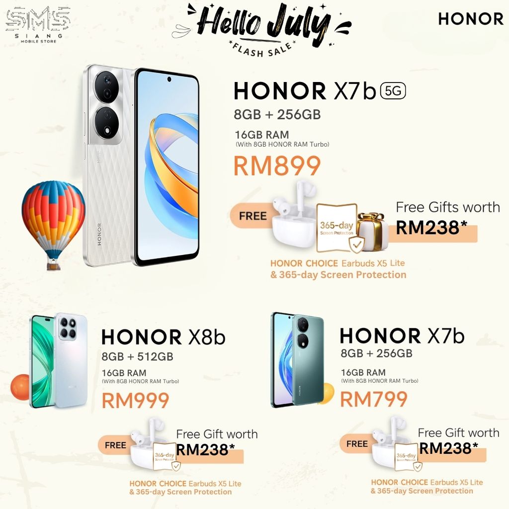 Honor X7b, X7b 5G, X8b July Dual Offer (Free Gift) poster