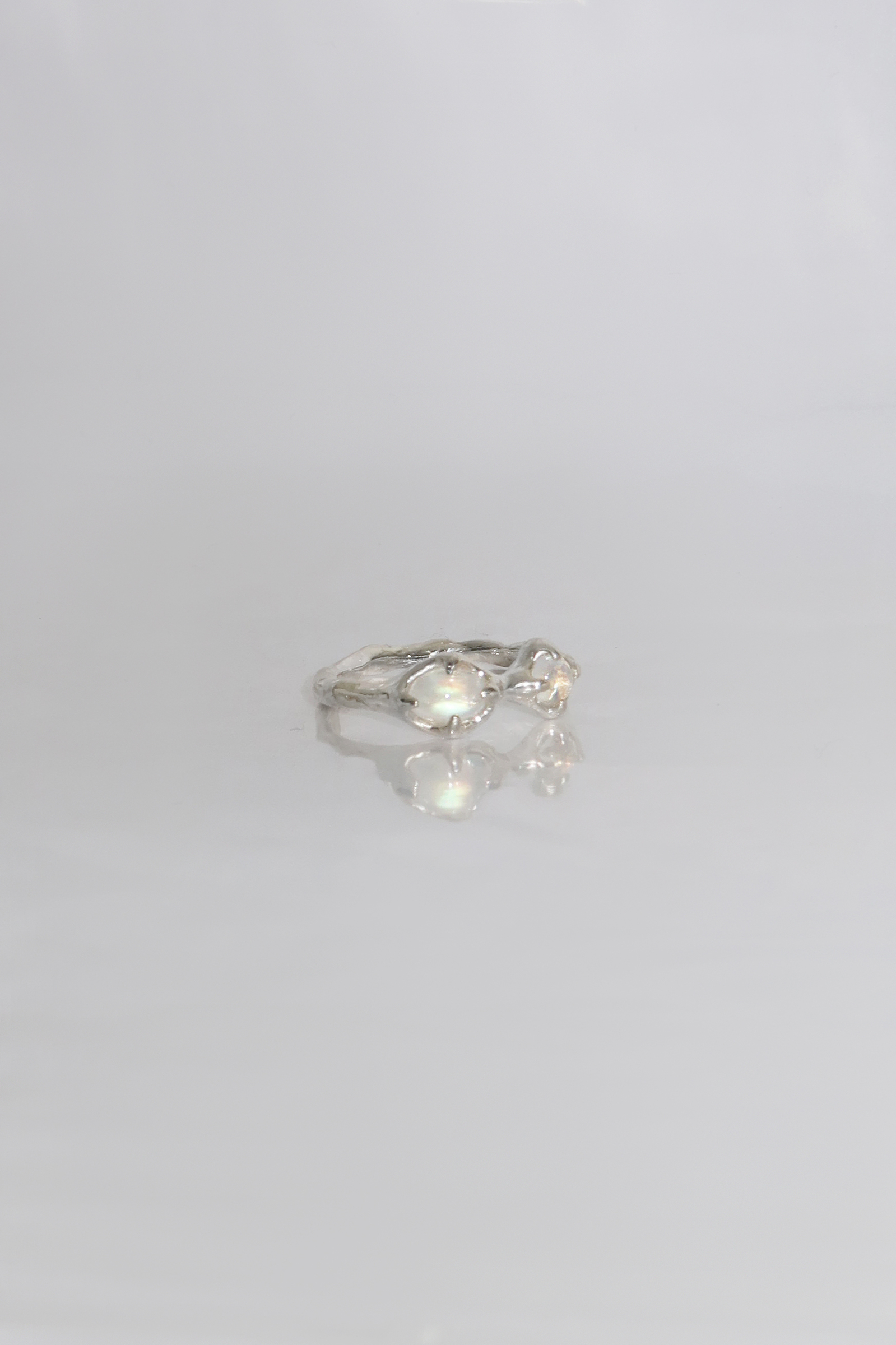 double moonstone organic ring