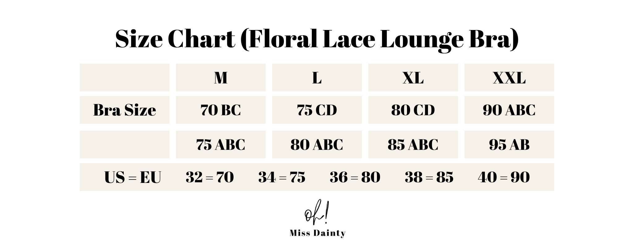 Floral Lace Lounge Bra Sizing