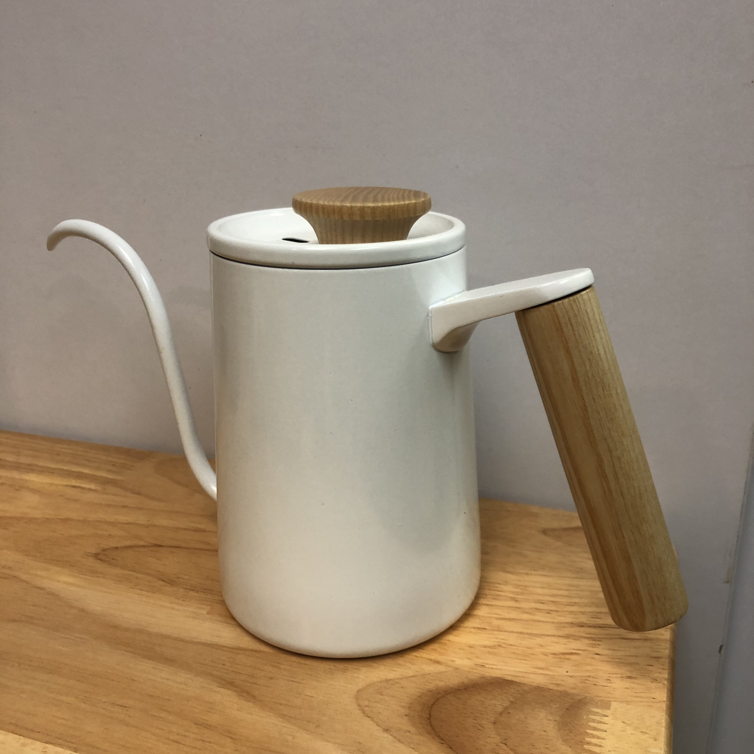 啞色木柄有蓋咖啡手沖壺不銹鋼細口壺細咀壼350ml / 600ml （顏色請先