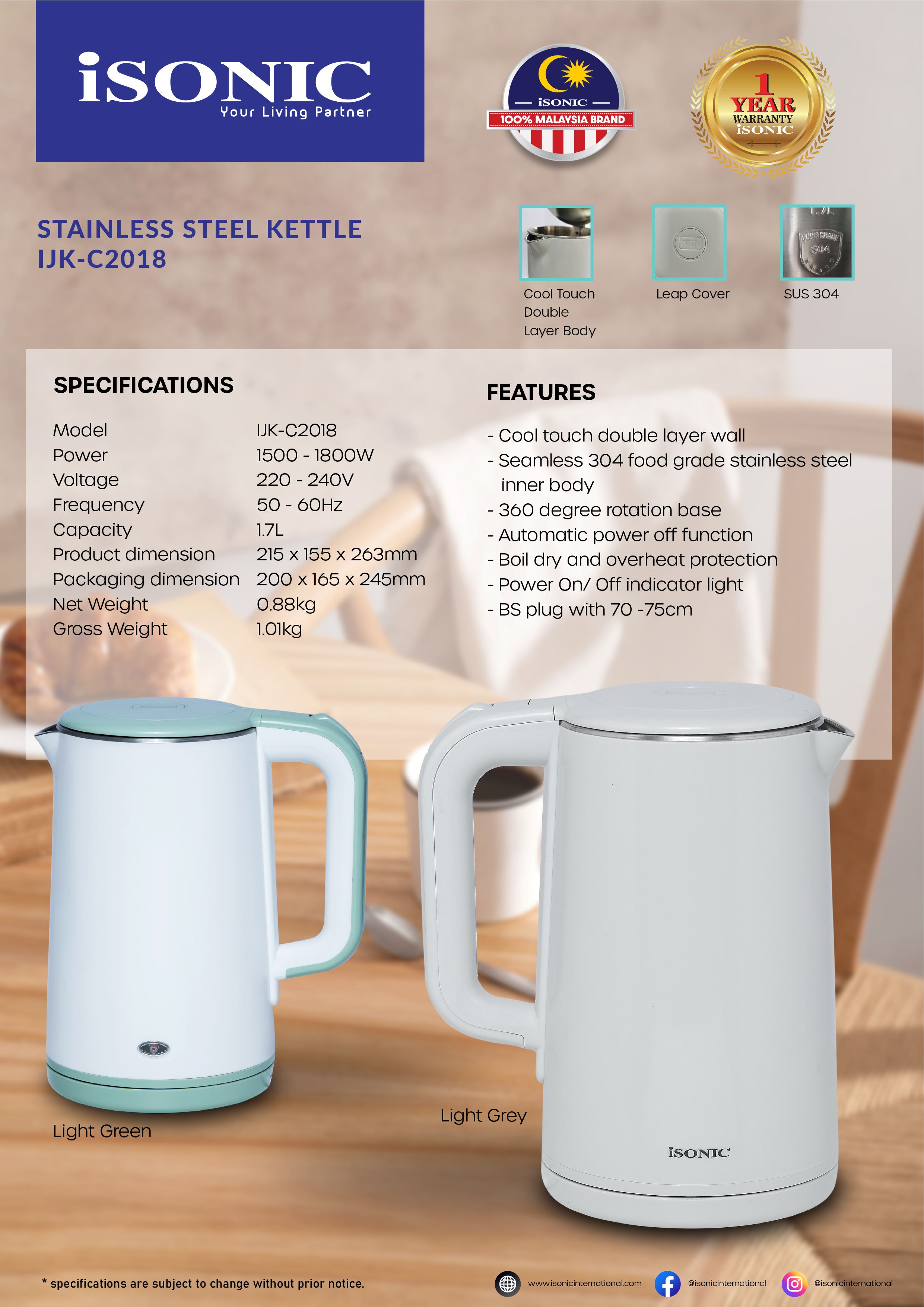 ISONIC IJK-C2018 STAINLESS STEEL KETTLE-01