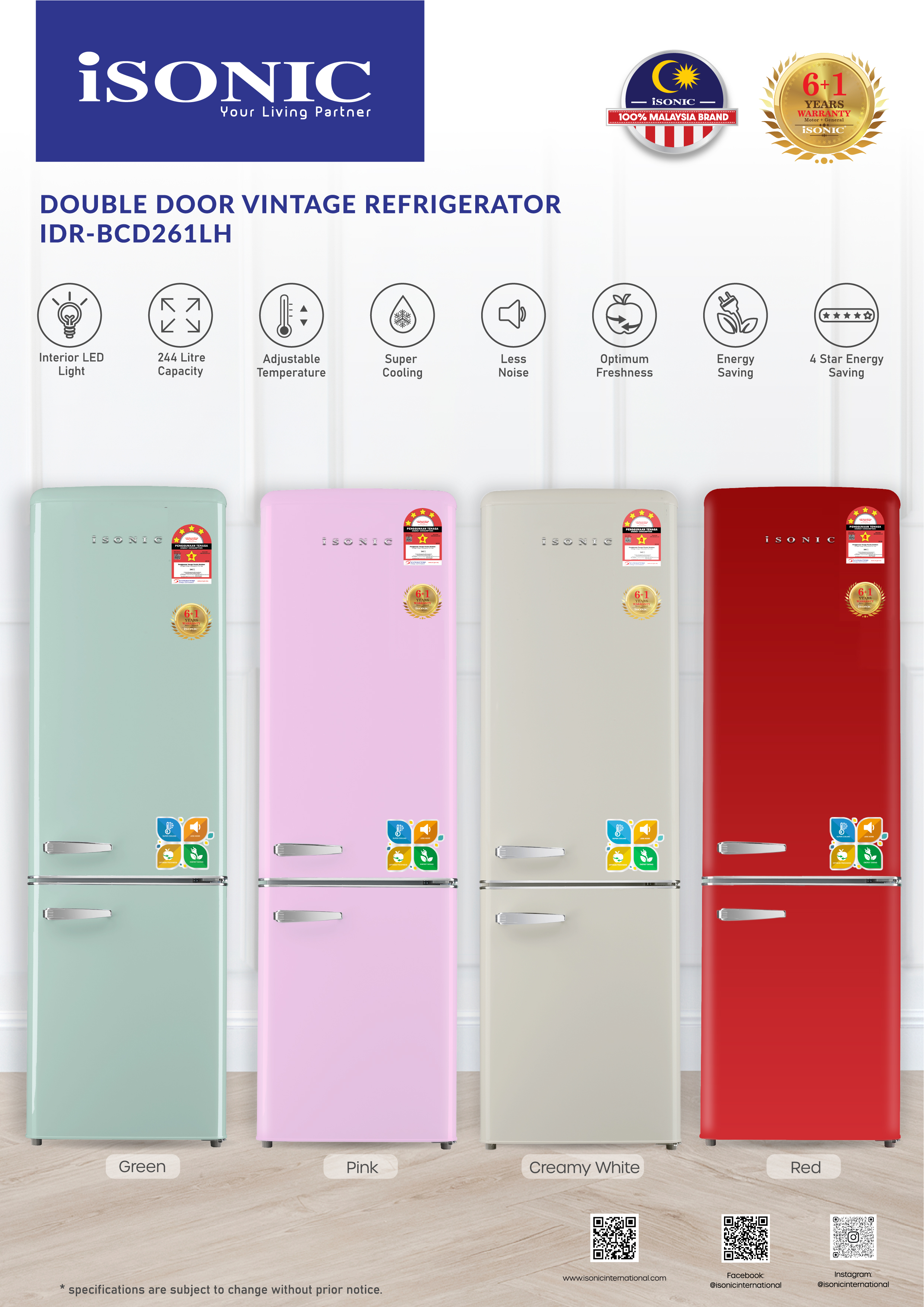 ISONIC DOUBLE DOOR VINTAGE REFRIGERATOR-1