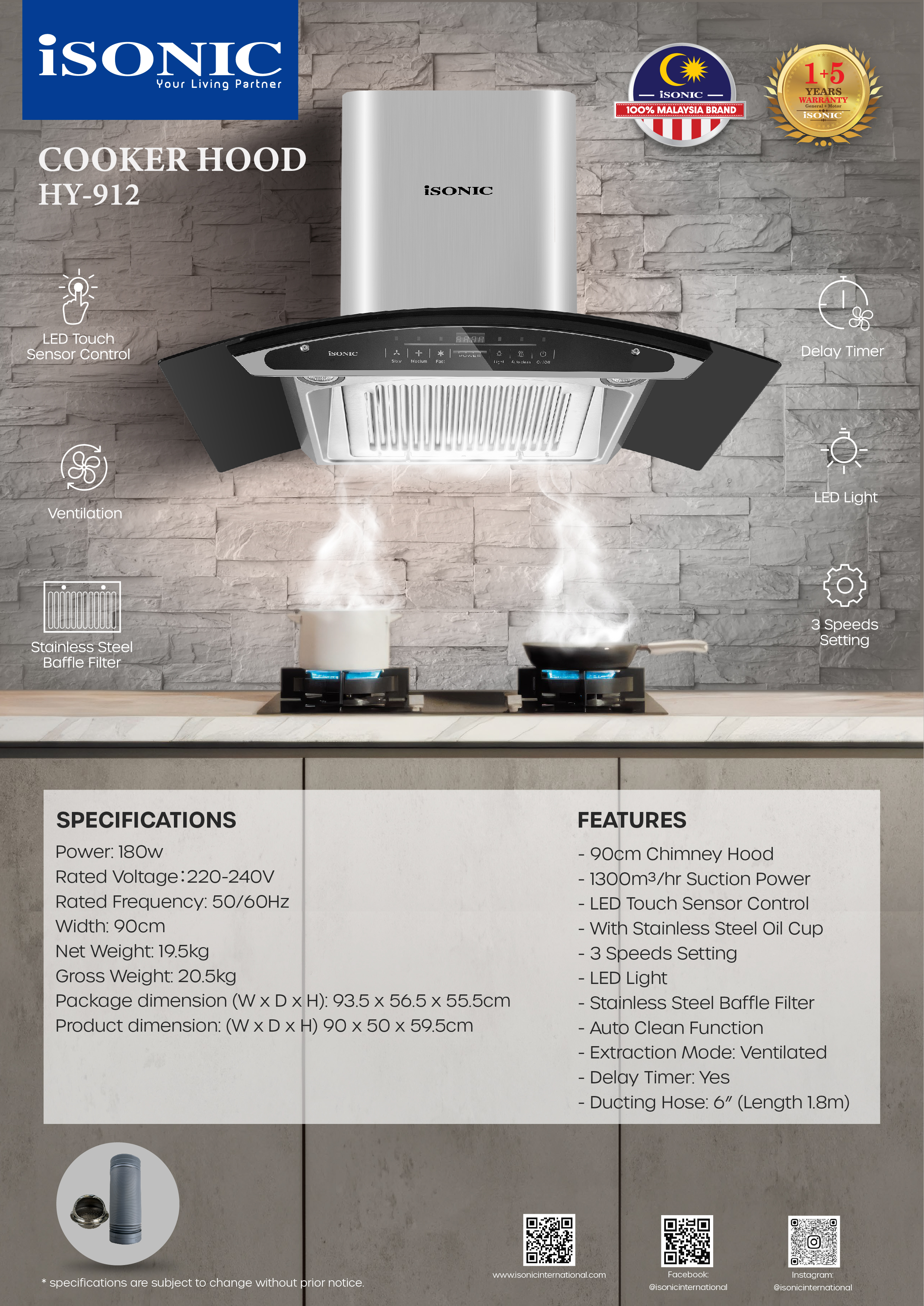 ISONIC HY-912 COOKER HOOD (NEW)
