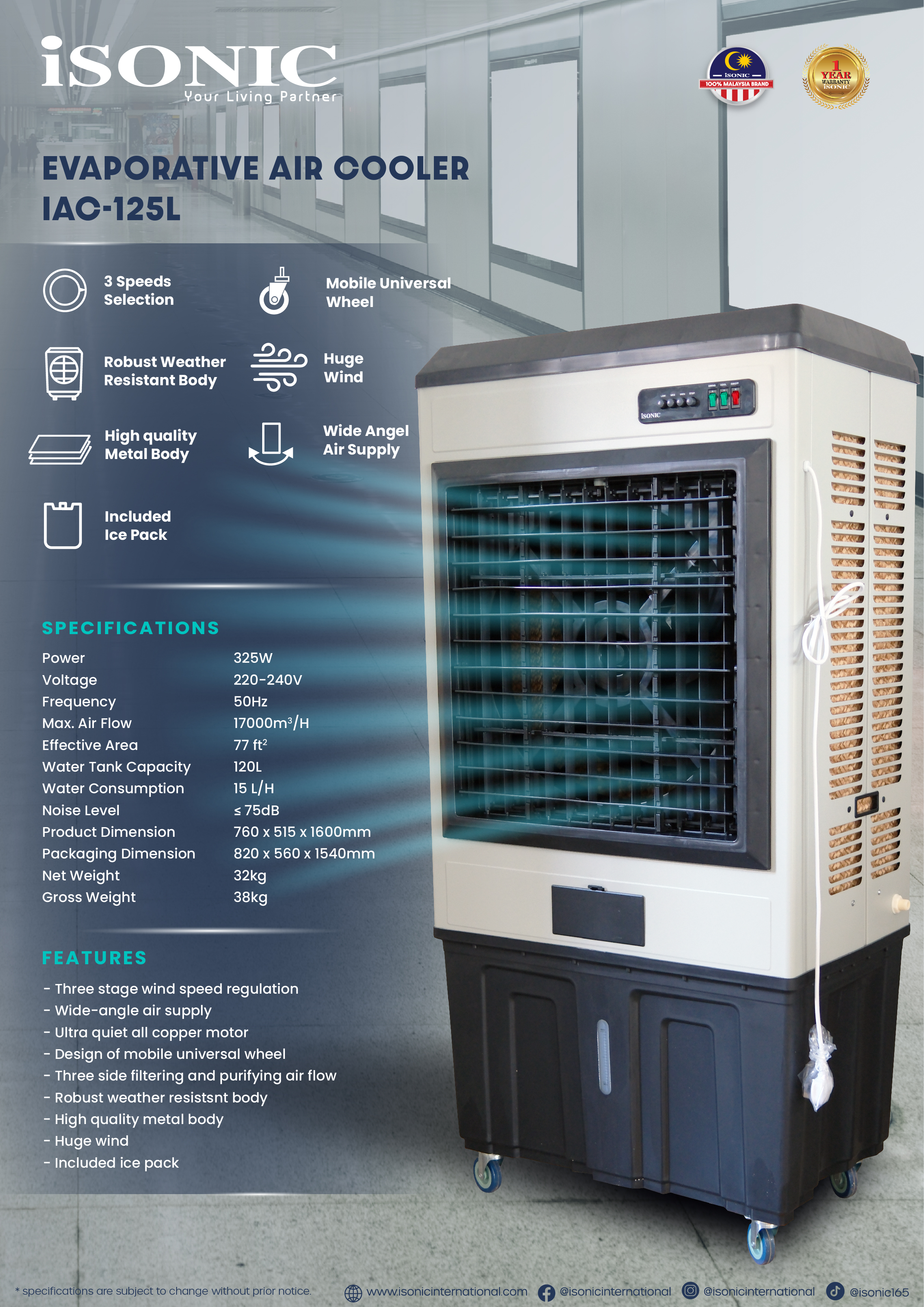 ISONIC IAC-125L EVAPORATED AIR COOLER