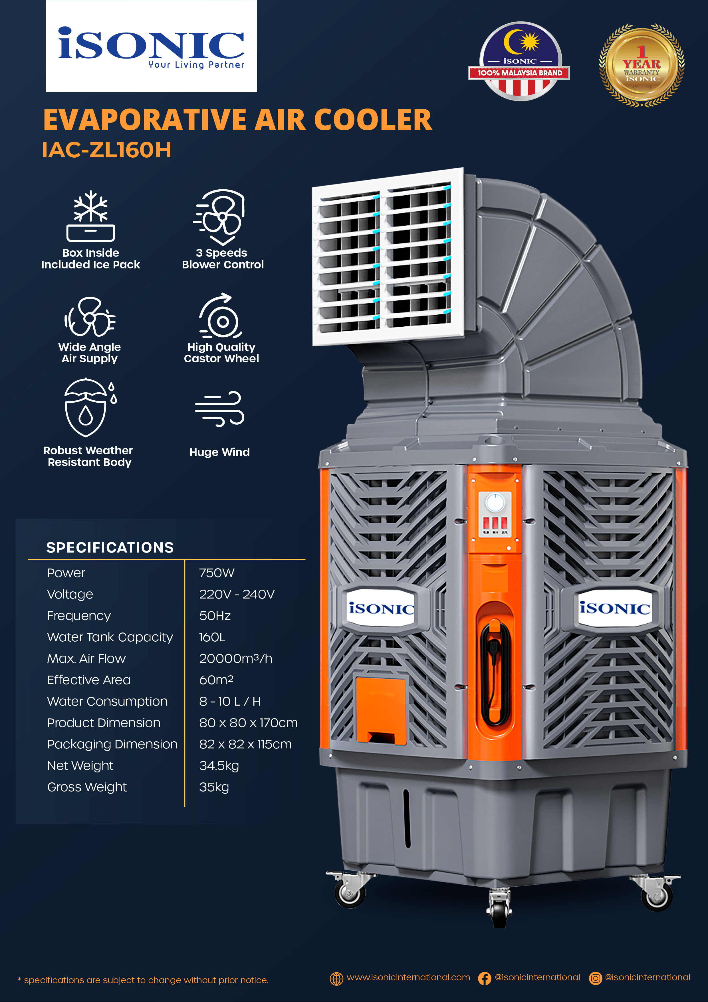 ISONIC IAC-ZL160H Air Cooler