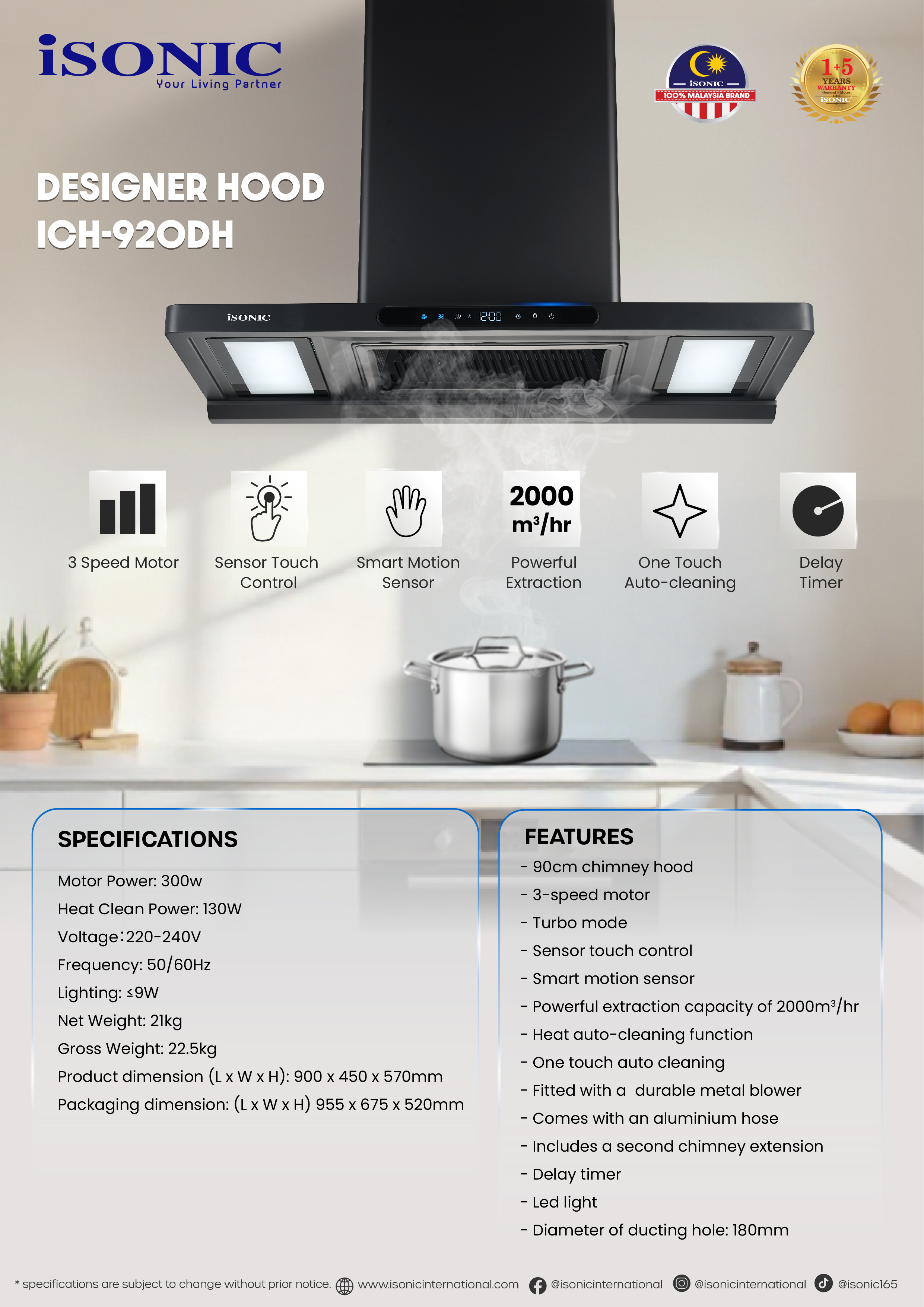ISONIC ICH-920DH DESIGNER HOOD