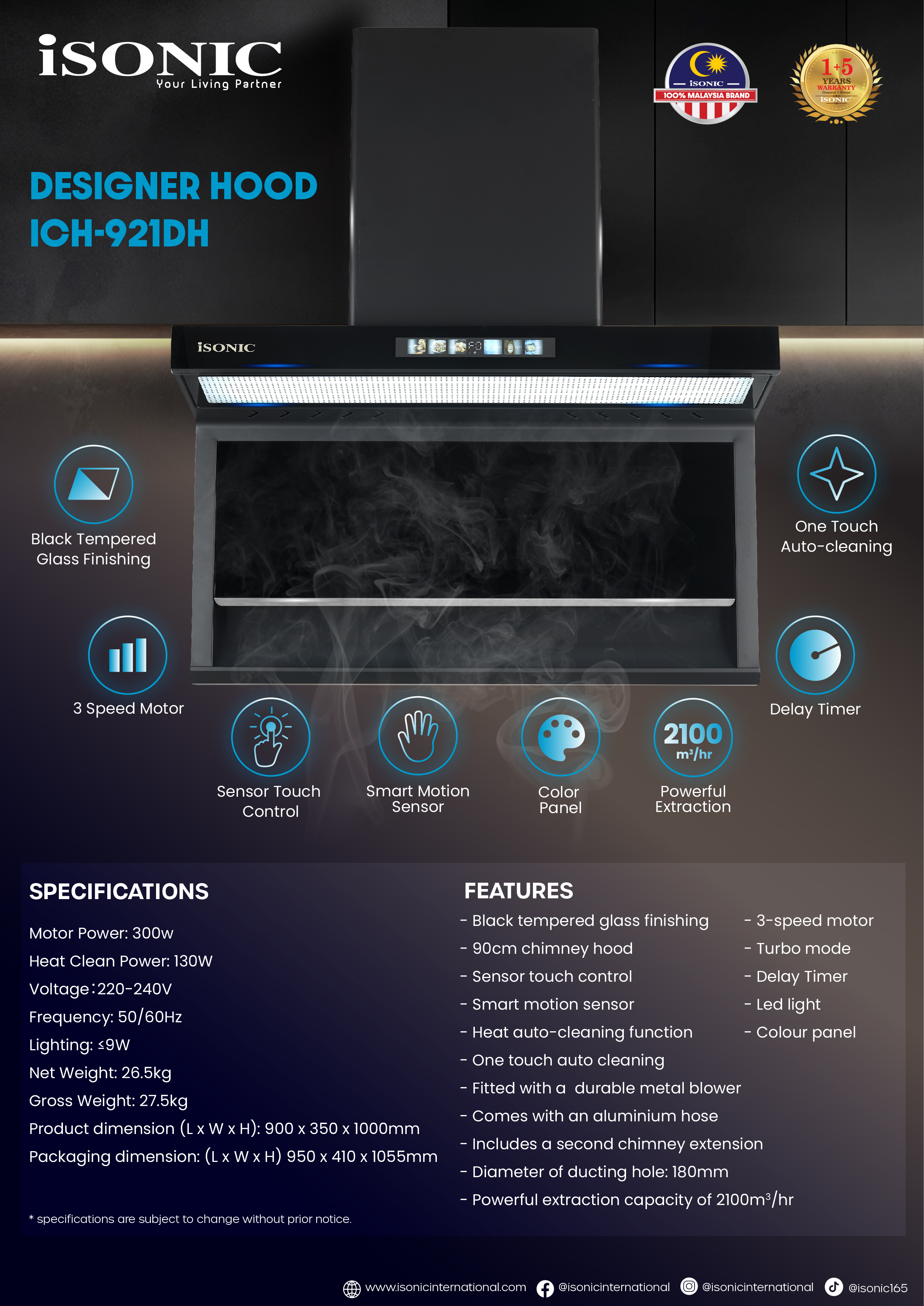 ISONIC ICH-921DH DESIGNER HOOD