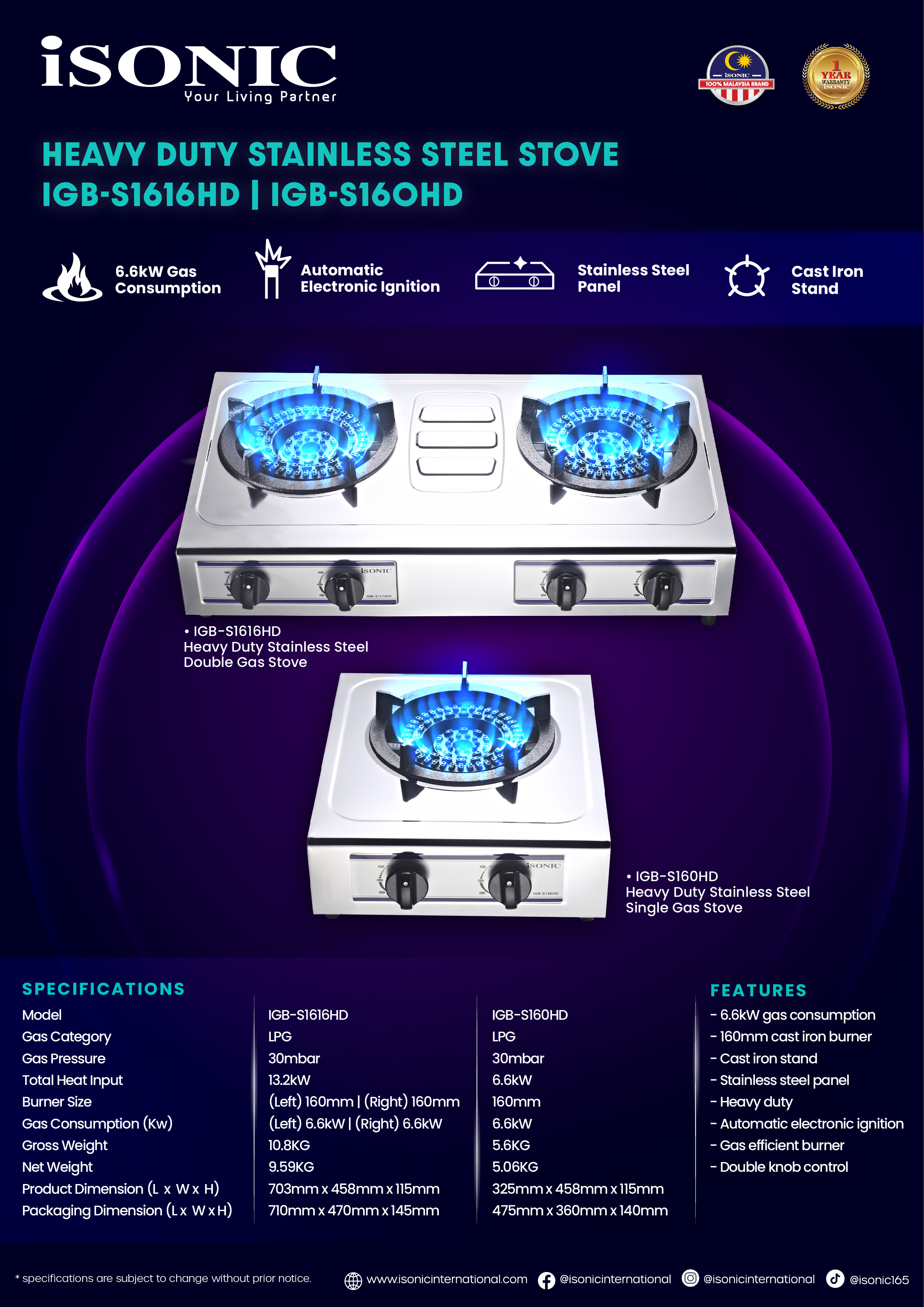 ISONIC IGB-S1616HD IGB-S160HD HEAVY DUTY STAINLESS STEEL STOVE-01 (2)