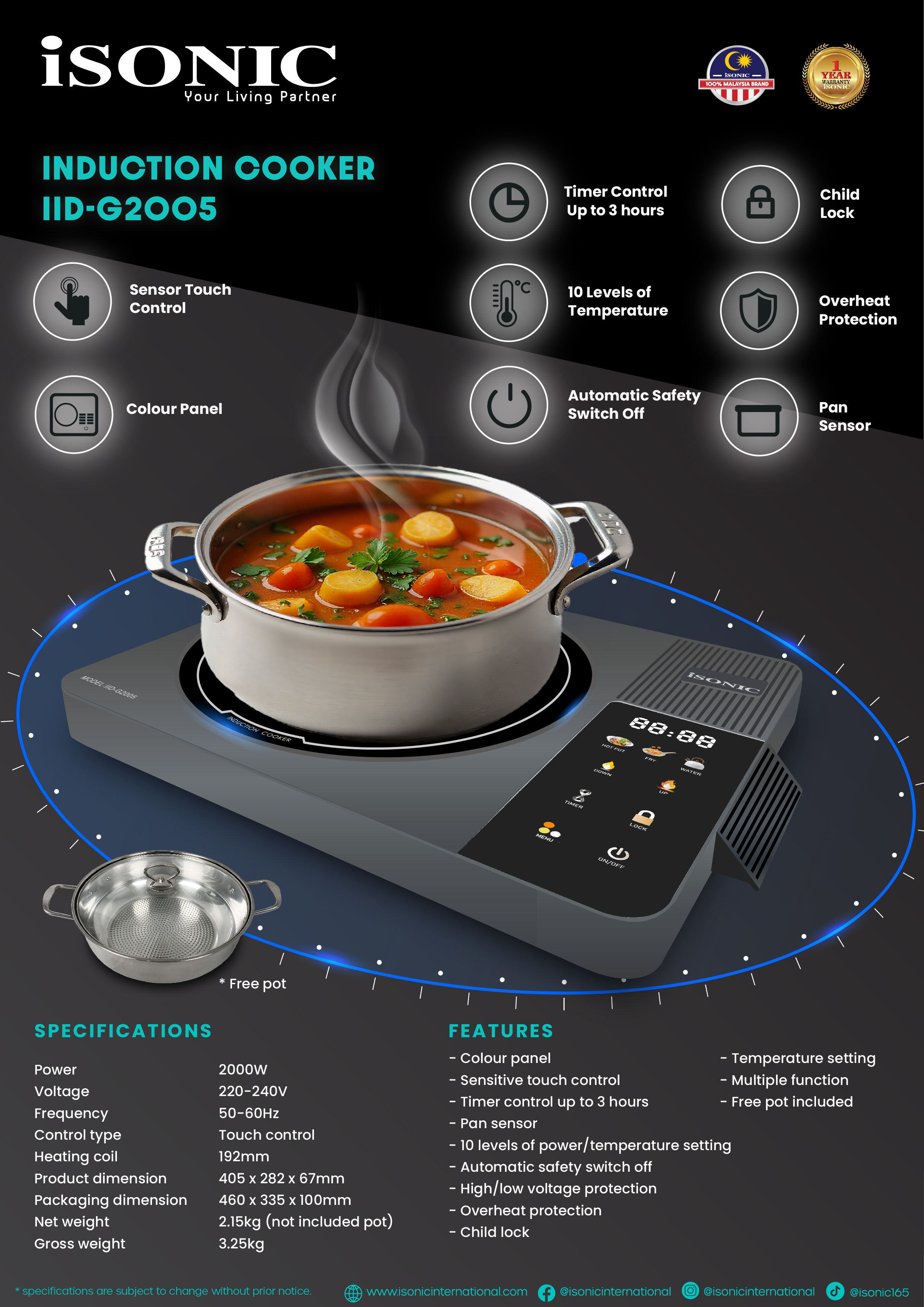 ISONIC IID-G2005 INDUCTION COOKER