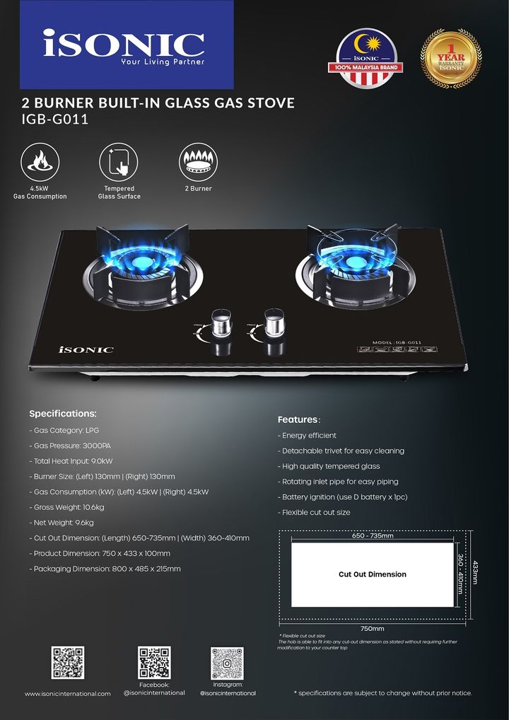 ISONIC IGB-G001 BUILT IN GAS STOVE-01