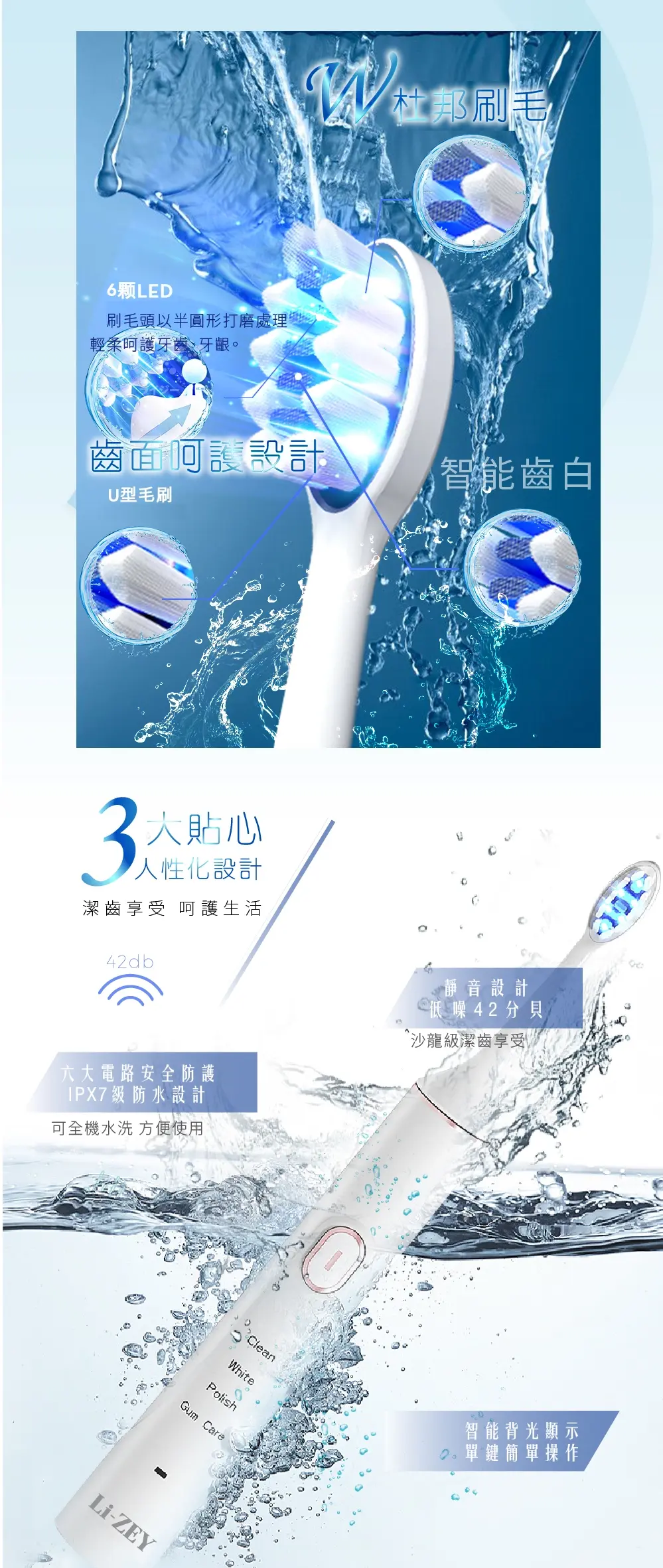 萊思光速白藍光音波牙刷5