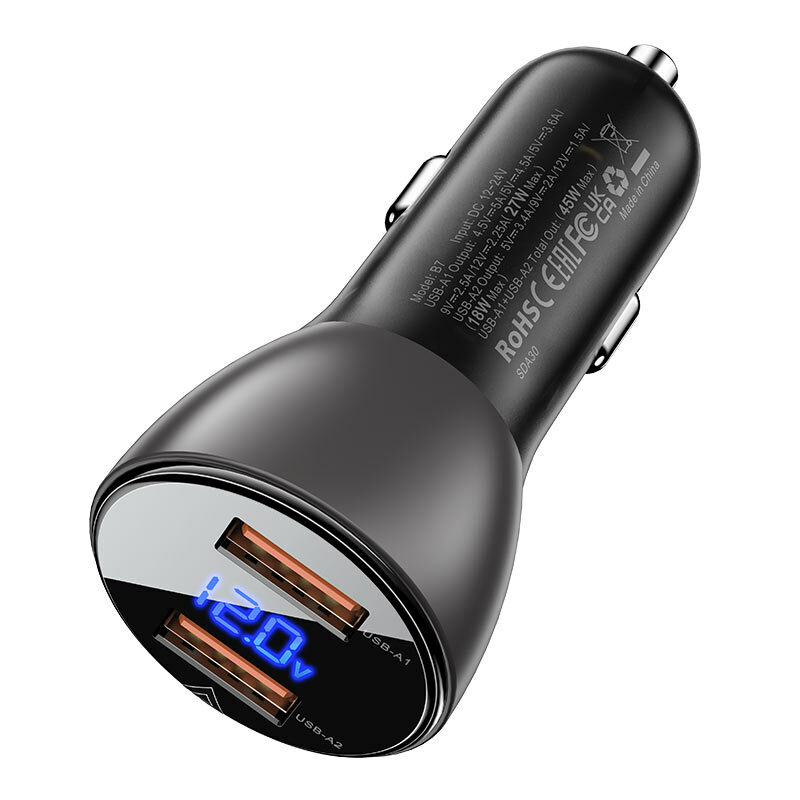acefast-b7-car-charger-45w-dual-usb-a-with-digital-display-specs