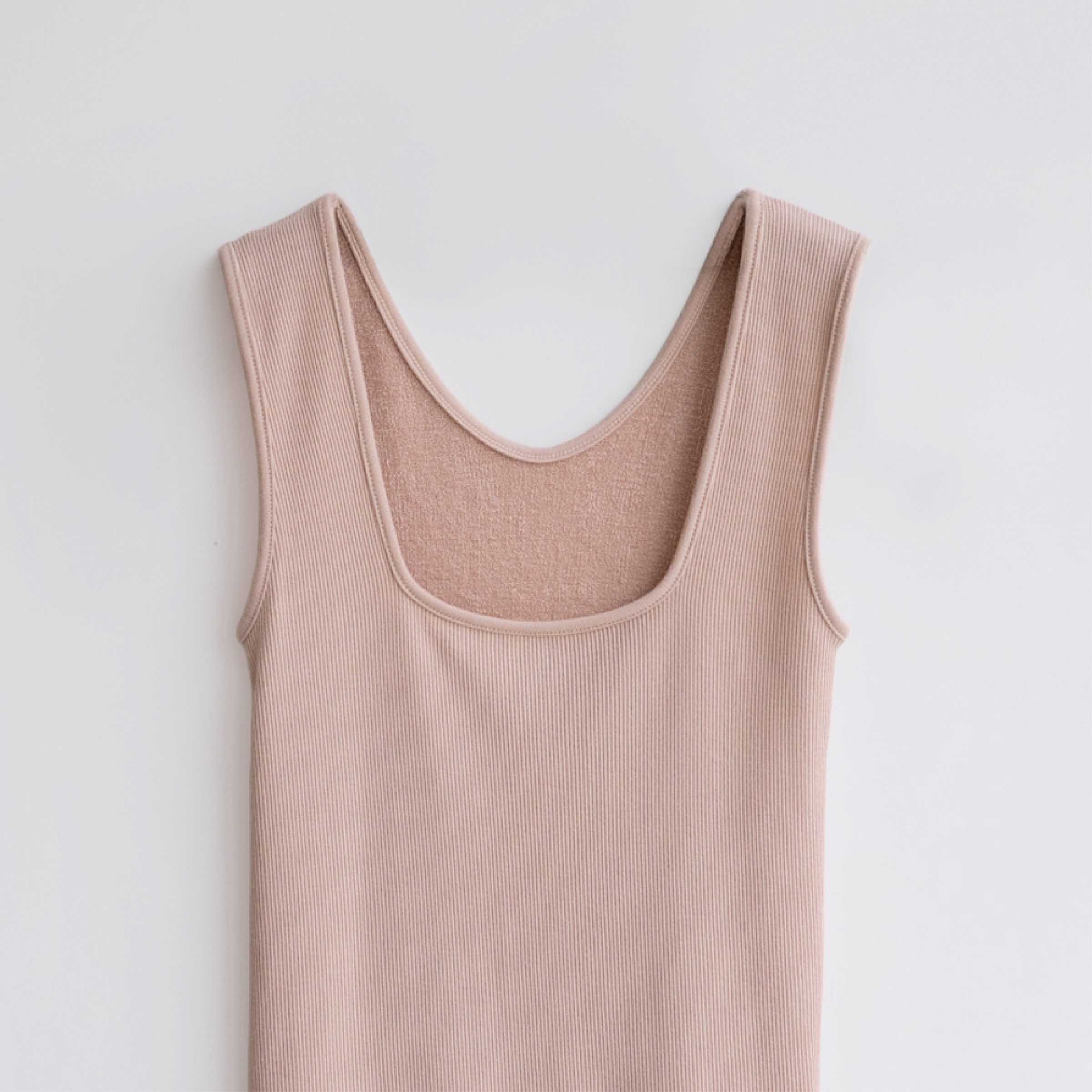 兩穿內毛圈背心-杏