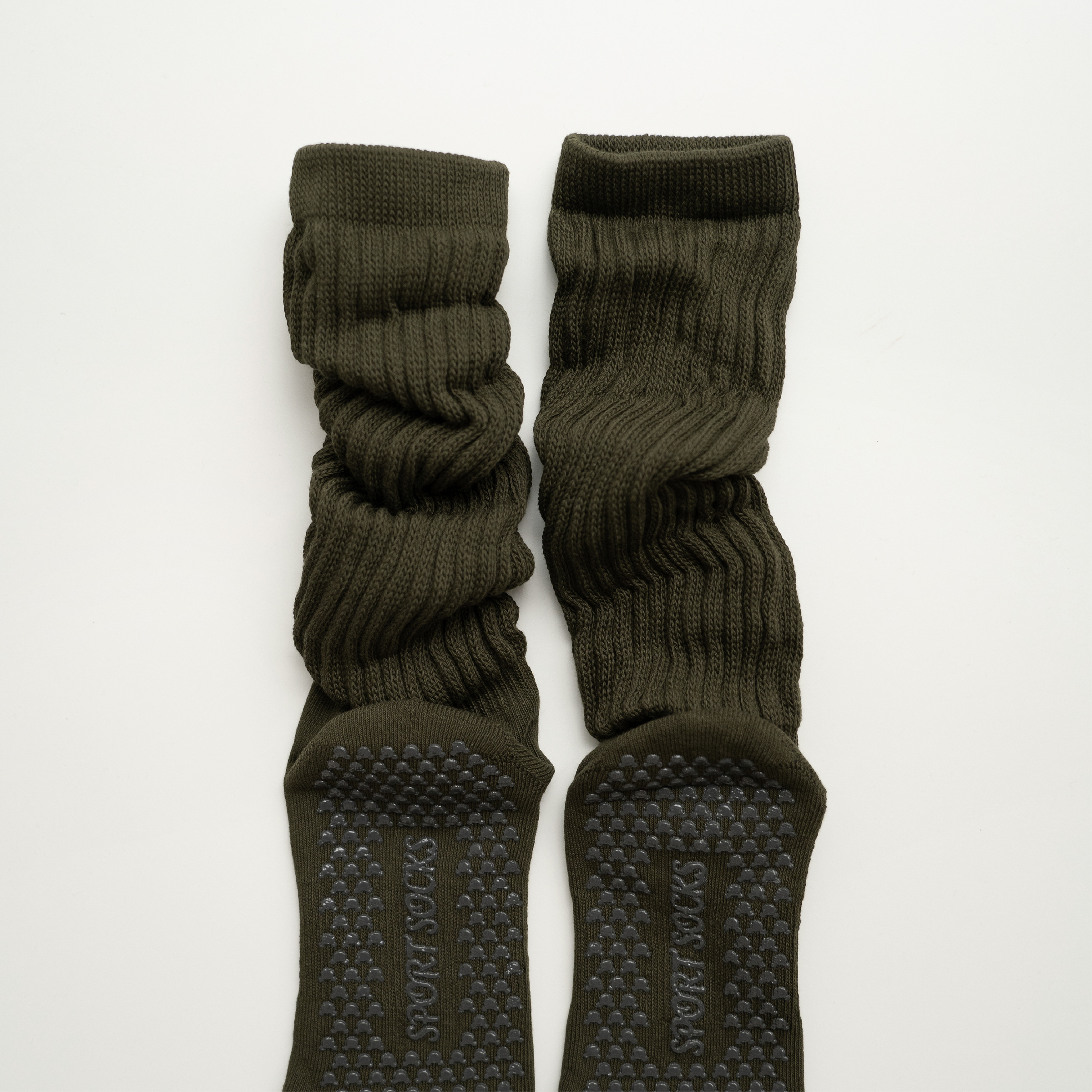 棉質堆堆防滑襪-墨綠