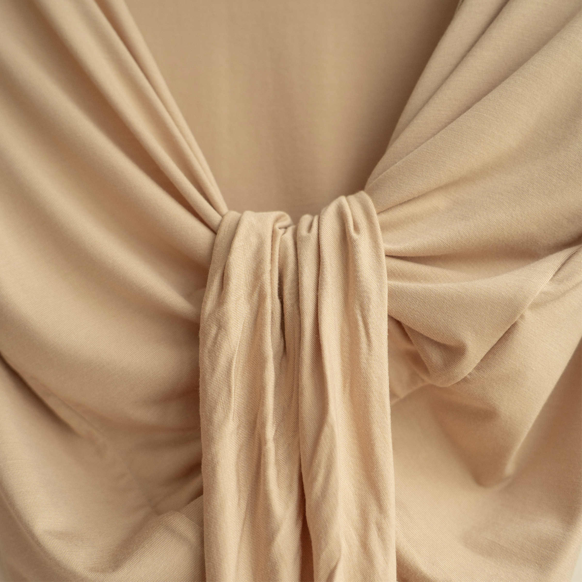 花邊修身綁帶罩衫-卡其