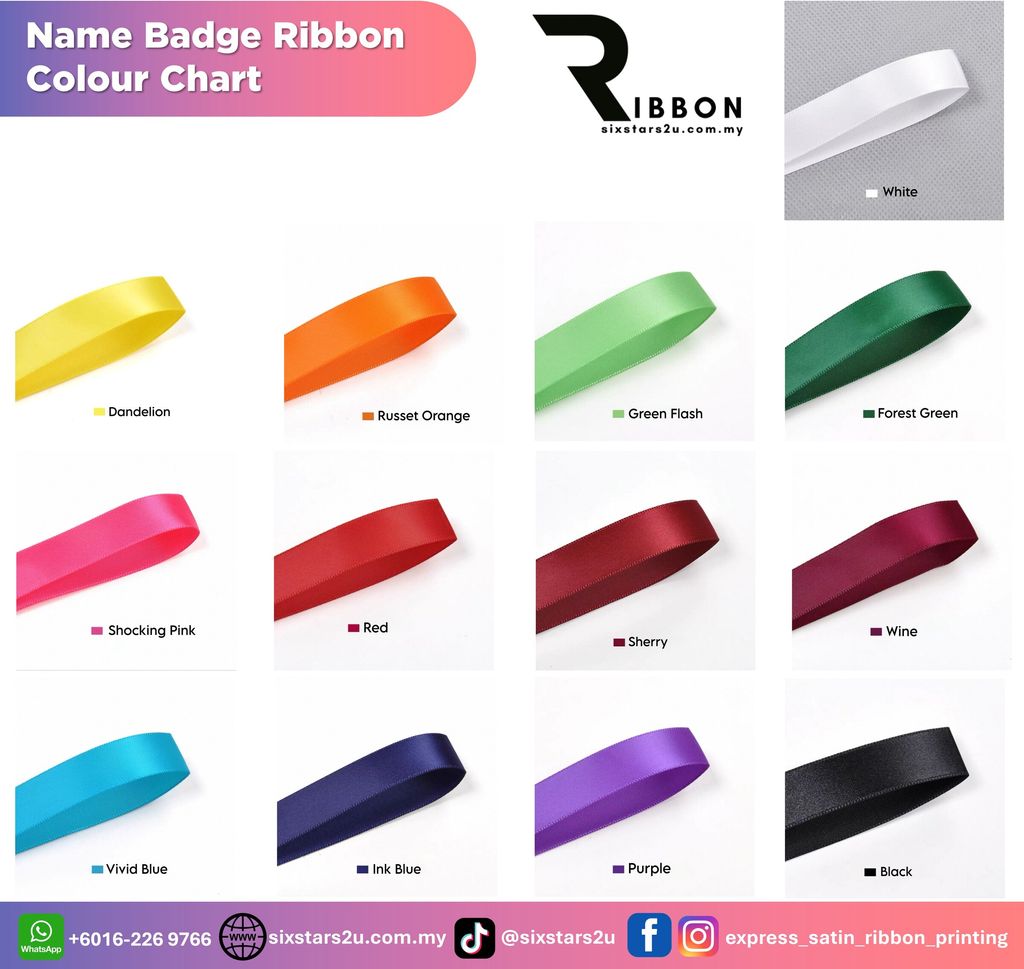 NAME BADGE RIBBON COLOUR CHART