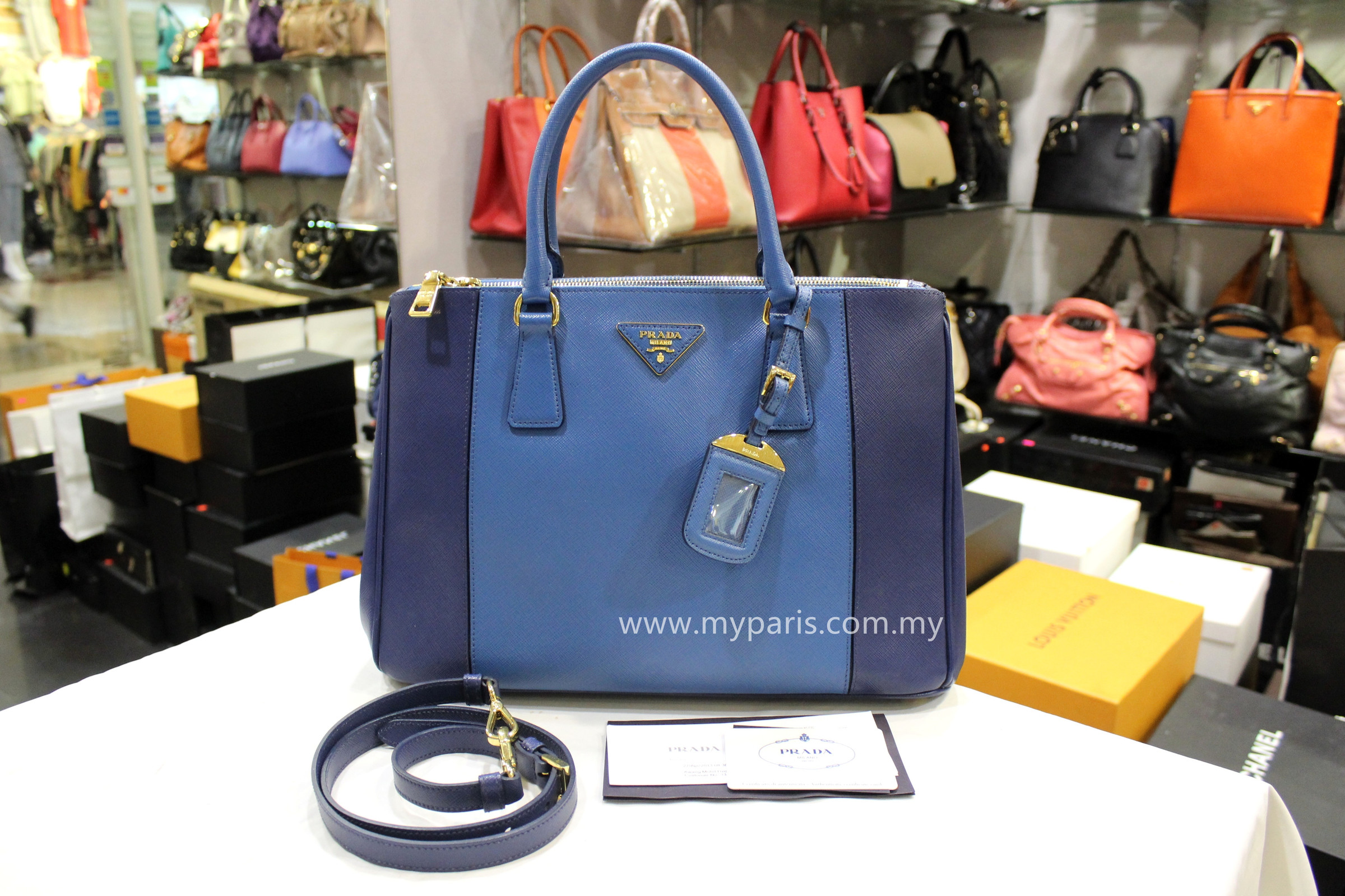 Prada Saffiano Lux Galleria Double Zip Mini (SHG-35413) – LuxeDH