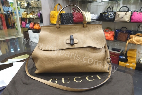 Gucci Rose Beige Bamboo Daily leather top handle bag – My Paris Branded Station-Sell Your Bags ...