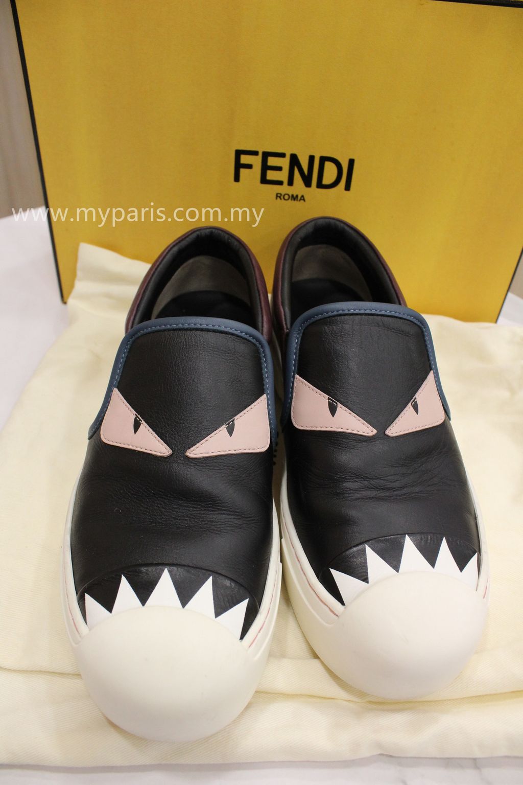 Fendi Tricolor Leather Monster Slip On Sneakers (Size: 37) – My Paris  Branded Station-Sell Your Bags And Get Instant Cash