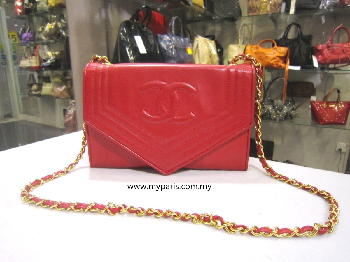chanel red sling bag