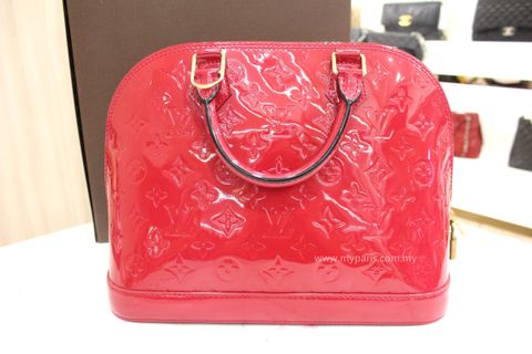 LOUIS VUITTON Monogram-Vernis AlmaPM Hand Bag Rose Indian M91770