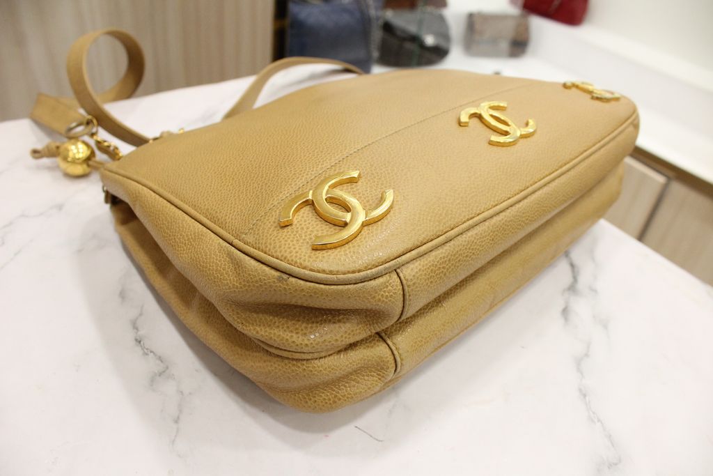 Chanel Brown Caviar Leather Shoulder Bag