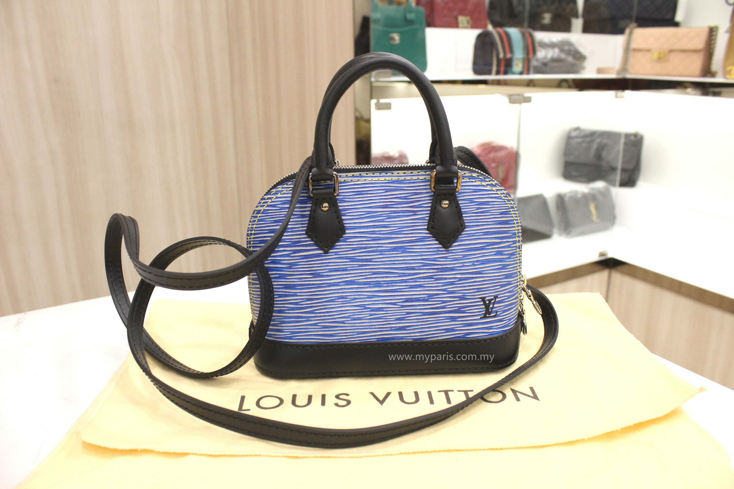 Louis Vuitton Denim Epi Leather Alma 
