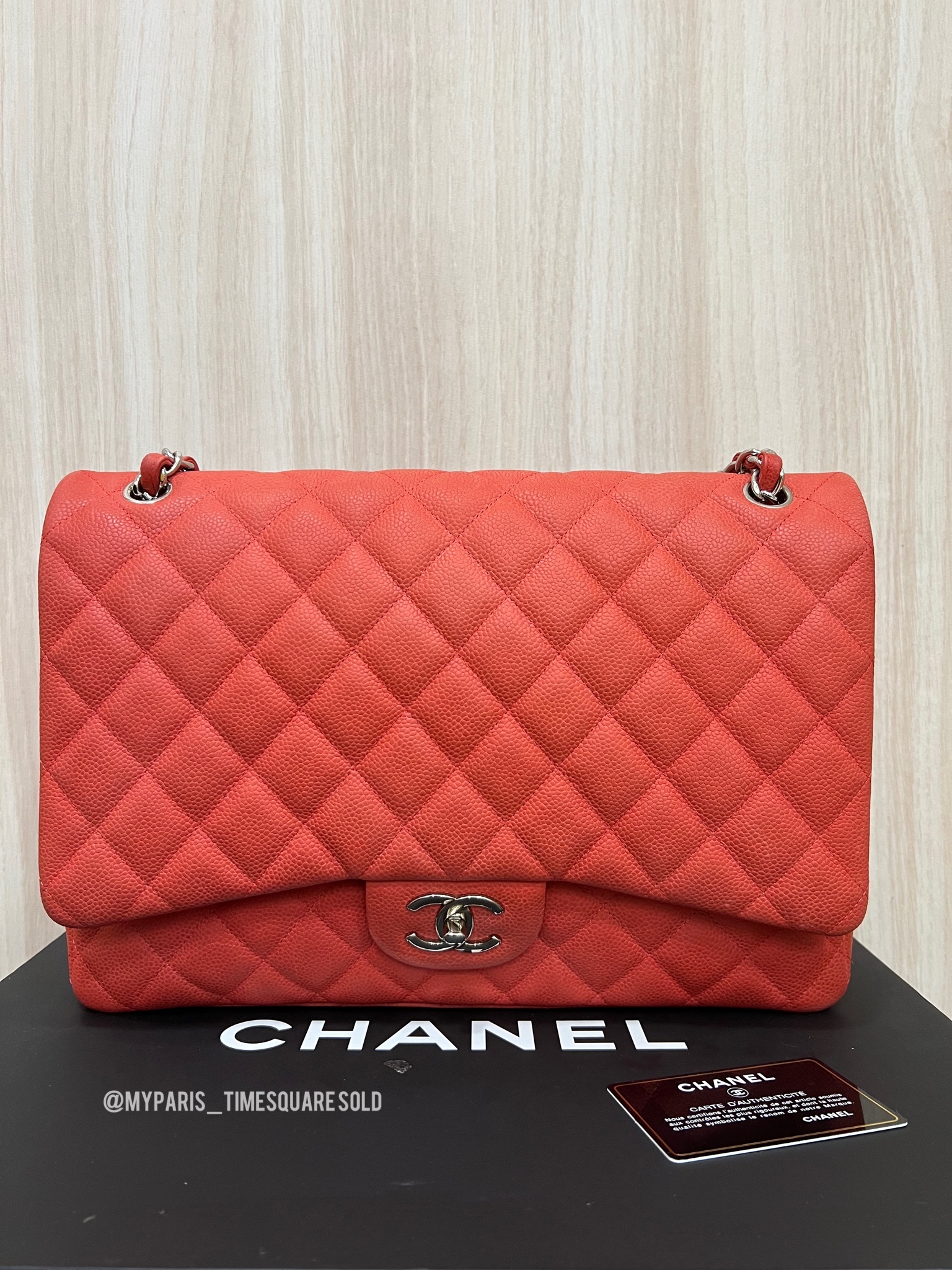Chanel Classic Caviar Maxi Double Flap Bag SHW