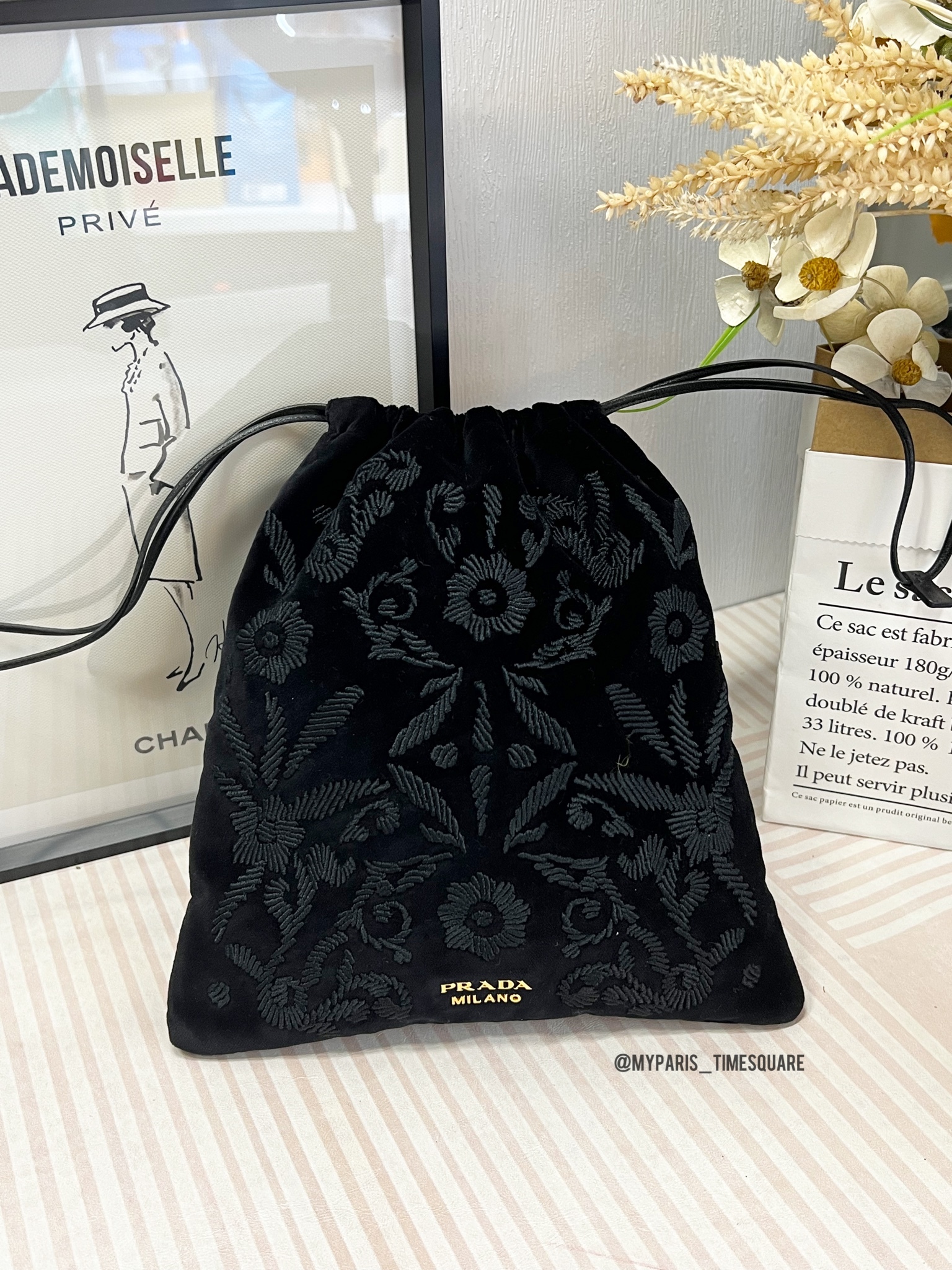 Prada Black Embroidered Velvet Pouch – My Paris Branded Station-Sell Your  Bags And Get Instant Cash