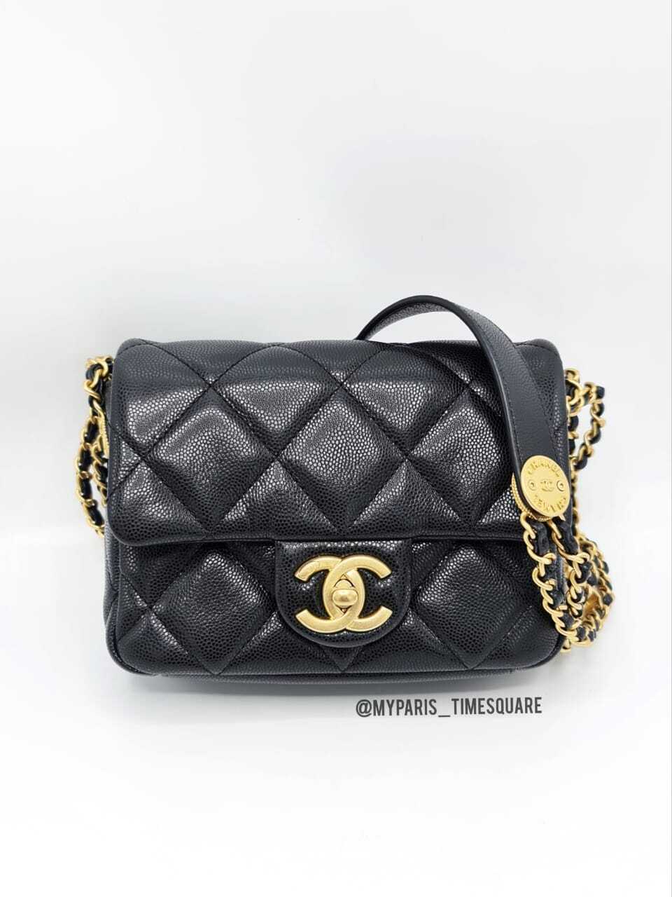 Chanel Black Caviar Classic Medium Double Flap Bag with Gold Hardware   CCSYESPLSSG