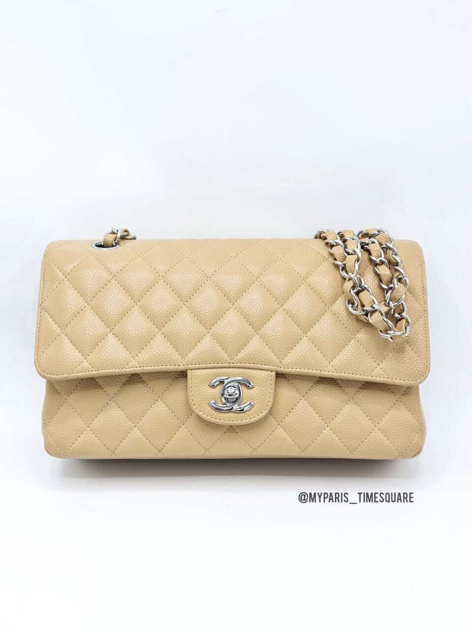 CHANEL Classic Lambskin Double Chain Double Flap Bag Black Medium Square  gold hardware  Preloved Lux Canada AUthentic